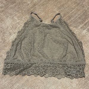 Aerie- Gray Lace Bralette- High Neck Racerback